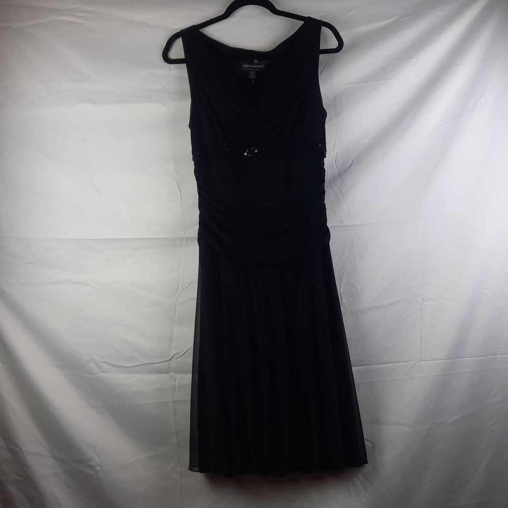 NWOT ConnectedApparel sleeveless Black ruched crossover v neck Cocktail dress 12